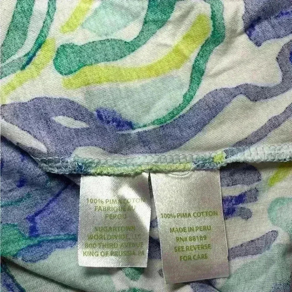 Women’s Lilly Pulitzer Blue Tropical Print Tank Top - 100% Pima Cotton - Sz XS - Picture 5 of 10
